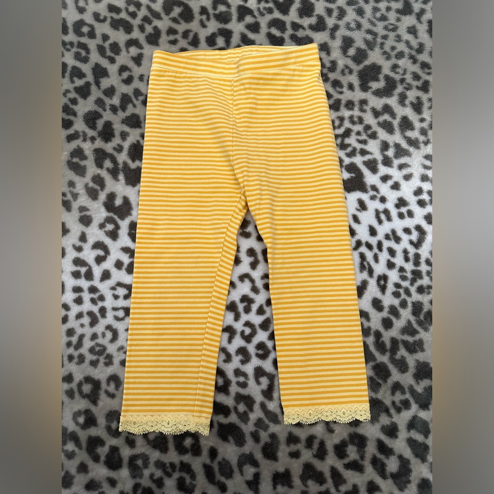babyGap Striped Leggings with Lace Trim in Yellow Size Toddler 3 Years